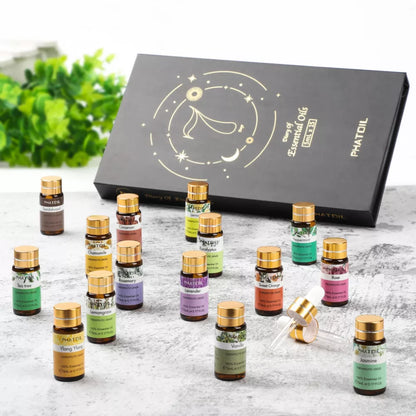PHATOIL – 15 darabos Illóolaj Készlet (15 x 5 ml) | 7 Napos Illóolaj Naplóval