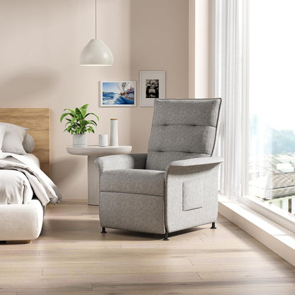 Elektromos TV-fotel Állítható Háttámlával – Sötétszürke Kényelmi fotel kartámasszal, szövetkárpittal, dönthető háttámlával 105° és 155° között