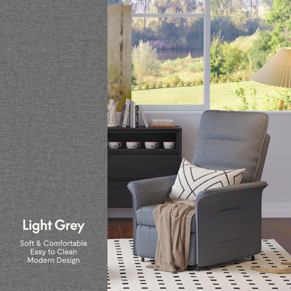 Elektromos TV-fotel Állítható Háttámlával – Sötétszürke Kényelmi fotel kartámasszal, szövetkárpittal, dönthető háttámlával 105° és 155° között