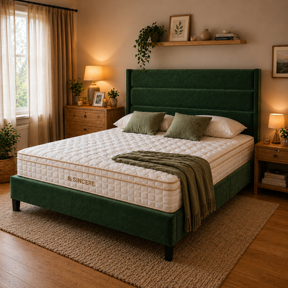 [Új modell] SELENE BAMBOO 24 cm kétoldalas táskarugós matrac bambuszszén réteggel és bambusz huzattal – akár 130 kg-ig | H2.5-H3 | Sincere