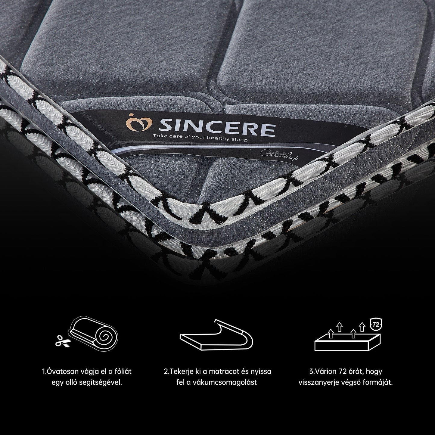 Vital 5 cm-es összecsukható rombusz mintás  extra kemény juta fedőmatrac | Sincere